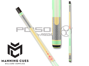 Poison POICND Candy Carbon Fiber Cue - Green, Yellow & Peach - 12.4mm