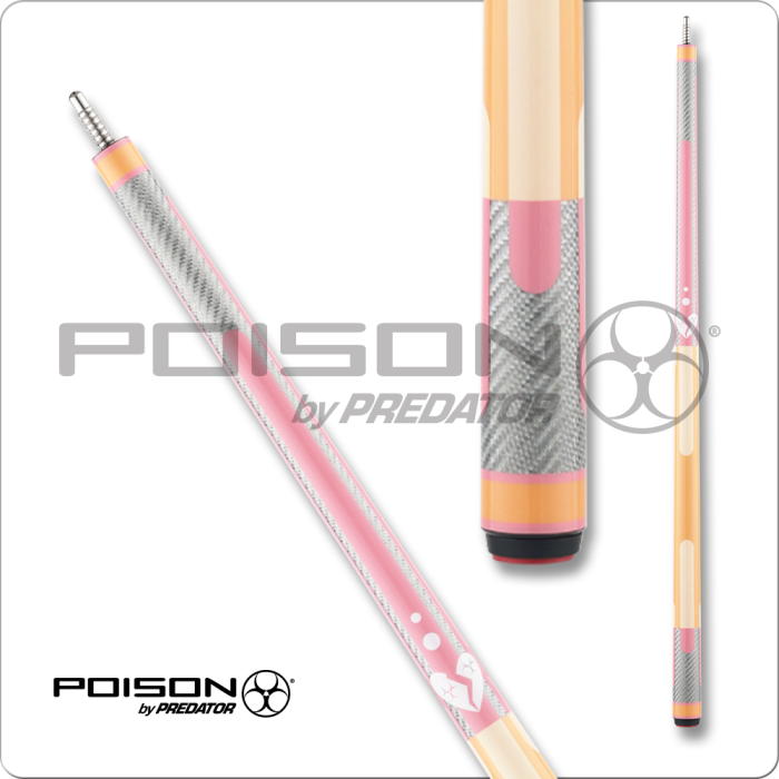 Poison POICND Candy Carbon Fiber Cue - Peach, Pink & Cream - 12.4mm