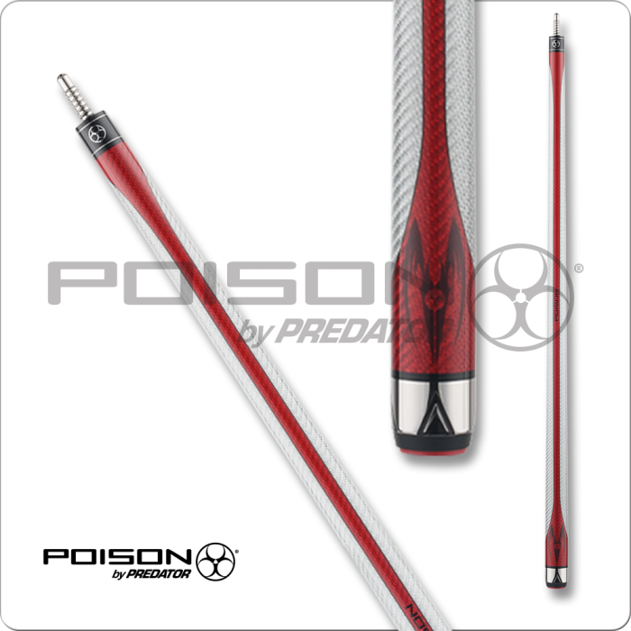 Poison POIMAE Maelith Carbon Fiber Cue - Red & Light Grey - 12.4mm