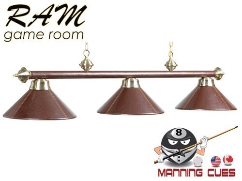 The look of brown leather metal 3 light fixture