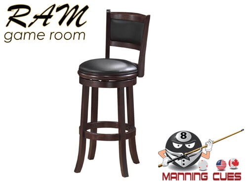 Bar stool with padded vinyl seat & back - Cappuccino