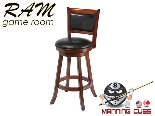 Bar stool with padded vinyl seat & back - Chestnut