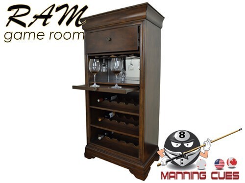 Bar Cabinet Solid Wood with Wine Rack & Mirror