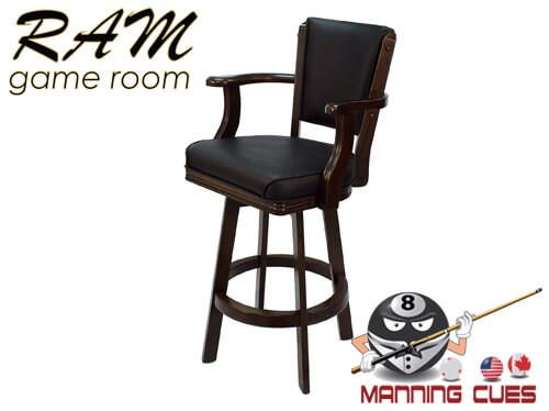 Bar stool with Arms, padded vinyl seat & back - Cappuccino