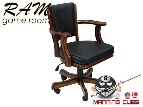 Game Chair with arms, padded vinyl seat & back - Chestnut