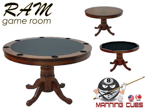 Game Table 48" Round Solid Wood with Reversible Top
