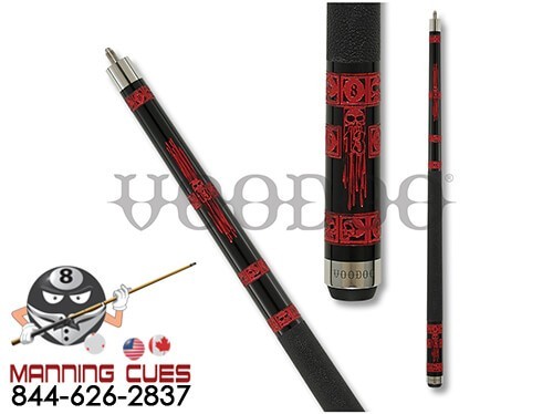 New VooDoo Pool Cue VOD24 'Doomed' Unlucky 8 Black With Skulls LEATHER WRAP! 